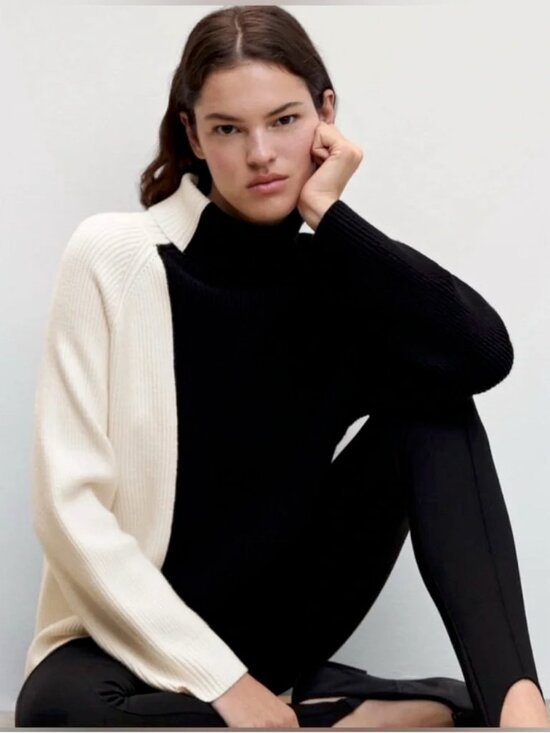 Mango Sweaters - MANGO Two Tone Turtleneck Sweater